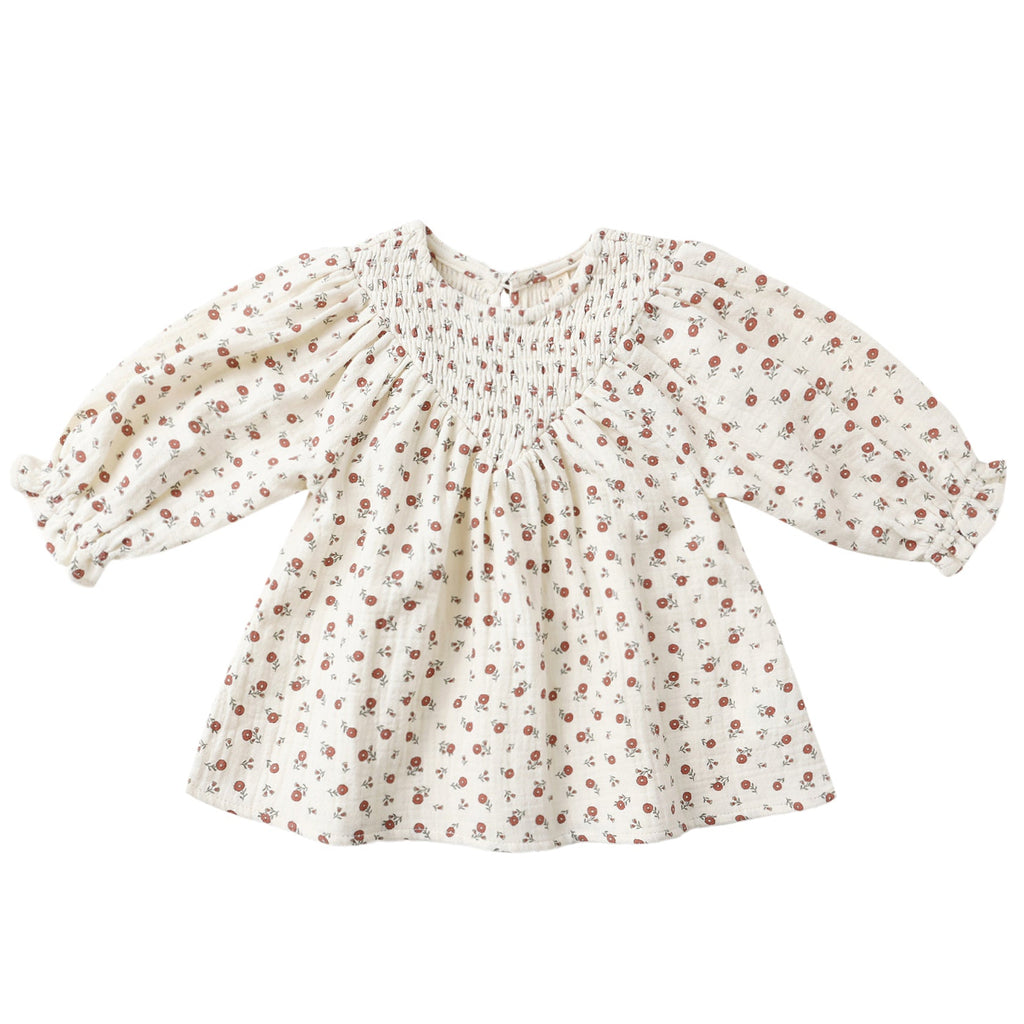 Quincy Mae - Organic Smocked Dress - Winter Ditsy-Dresses-0-3M-Posh Baby