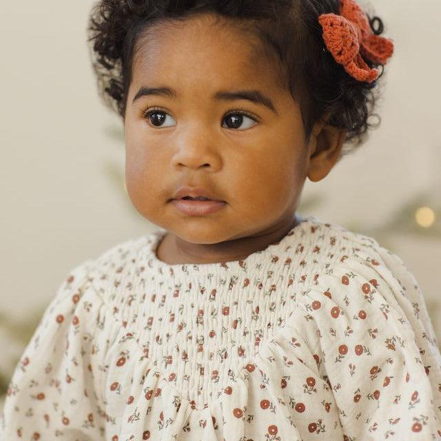 Quincy Mae - Organic Smocked Dress - Winter Ditsy-Dresses-0-3M-Posh Baby