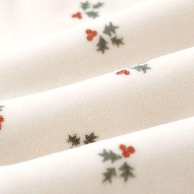 Quincy Mae - Organic Velour Long Sleeve Footie - Holly Berry-Footies + Rompers (Basic)-Newborn-Posh Baby