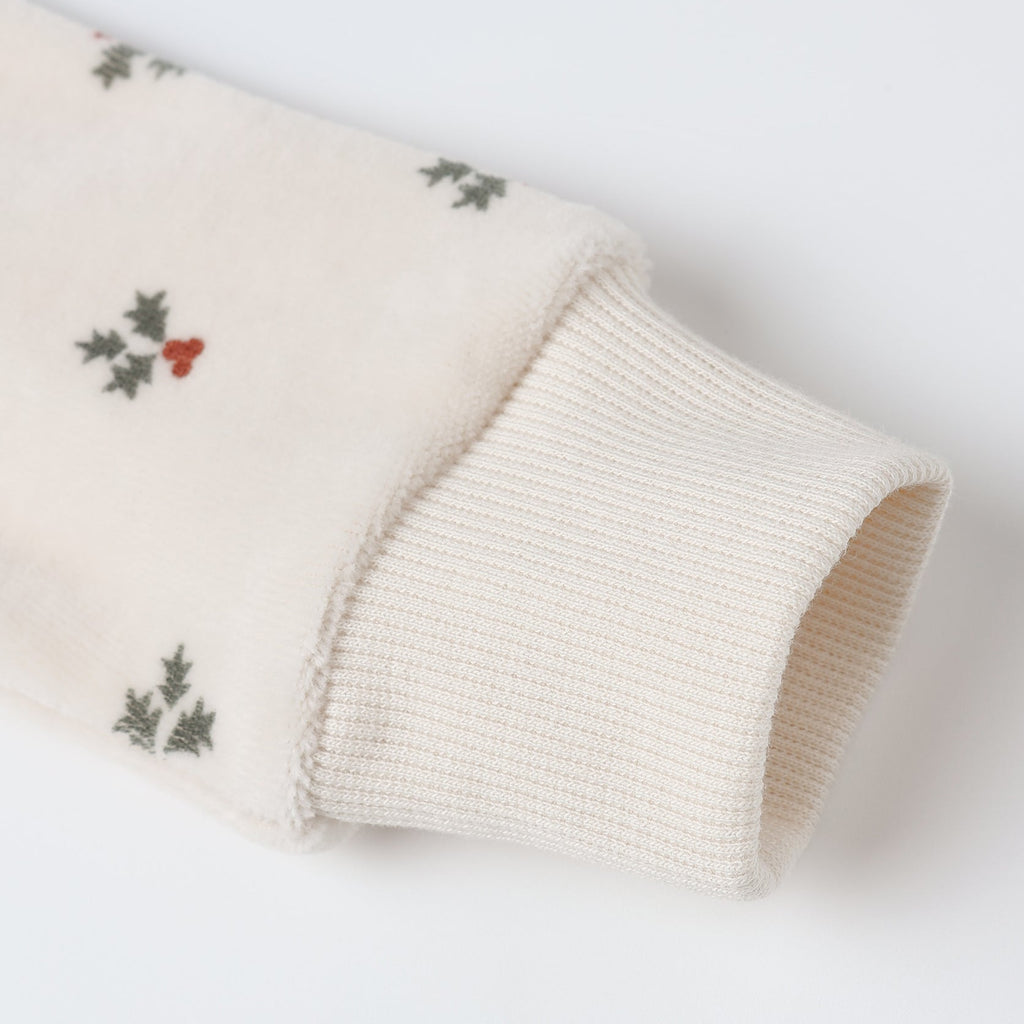 Quincy Mae - Organic Velour Long Sleeve Footie - Holly Berry-Footies + Rompers (Basic)-Newborn-Posh Baby