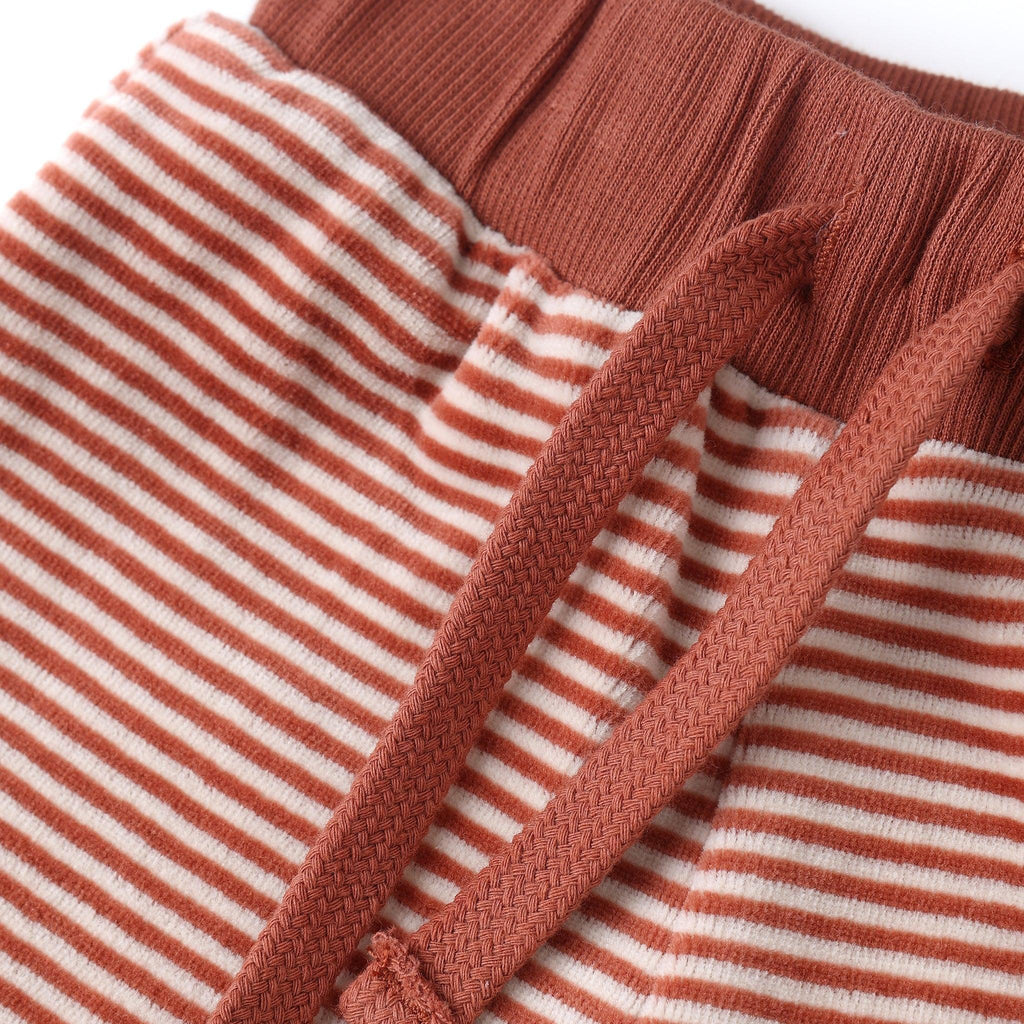 Quincy Mae - Organic Velour Sweatpants - Candy Stripe-Bottoms-0-3M-Posh Baby