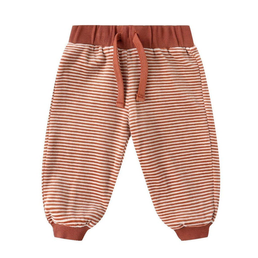 Quincy Mae - Organic Velour Sweatpants - Candy Stripe-Bottoms-0-3M-Posh Baby