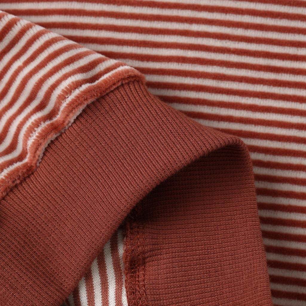 Quincy Mae - Organic Velour Sweatshirt - Candy Stripe-Long Sleeves-0-3M-Posh Baby