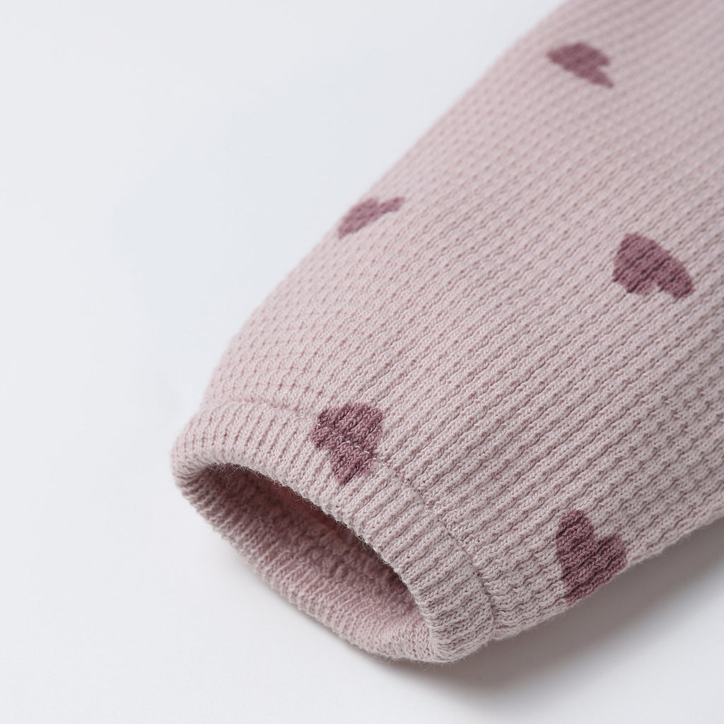 Quincy Mae - Organic Waffle Knit Romper - Hearts-Footies + Rompers (Fashion)-0-3M-Posh Baby