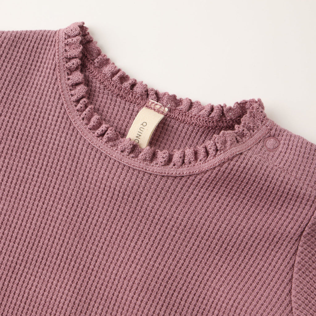 Quincy Mae - Organic Waffle Long Sleeve Bodysuit - Mulberry-Onesies-Newborn-Posh Baby