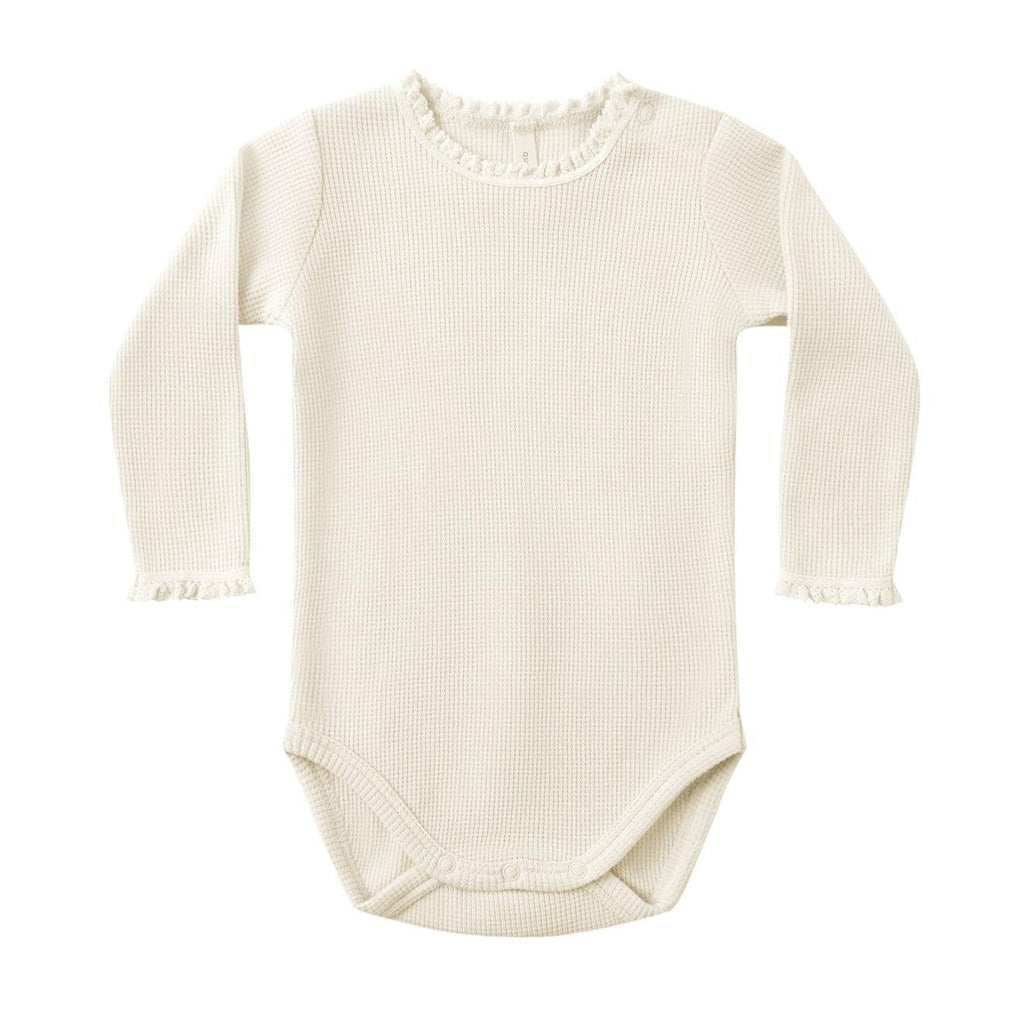 Quincy Mae - Organic Waffle Long Sleeve Bodysuit - Natural-Onesies-Newborn-Posh Baby