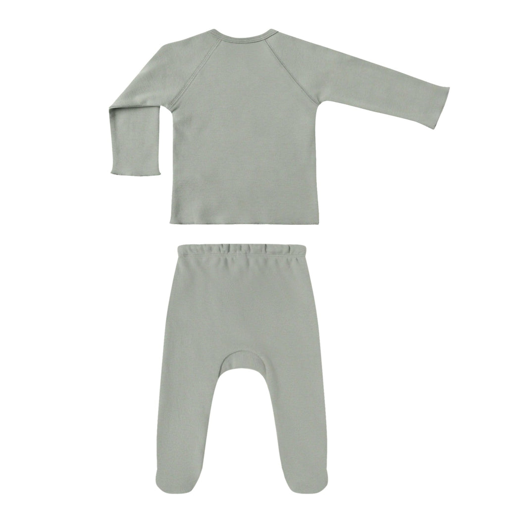 Quincy Mae - Organic Wrap Top + Footed Pant Set - Fern-Sets-Newborn-Posh Baby