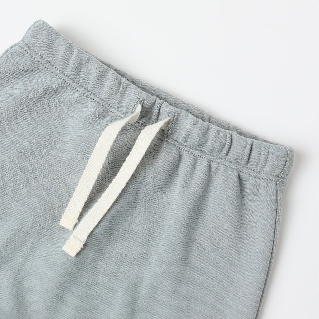 Quincy Mae - Organic Wrap Top + Footed Pant Set - Steel Blue-Sets-Newborn-Posh Baby