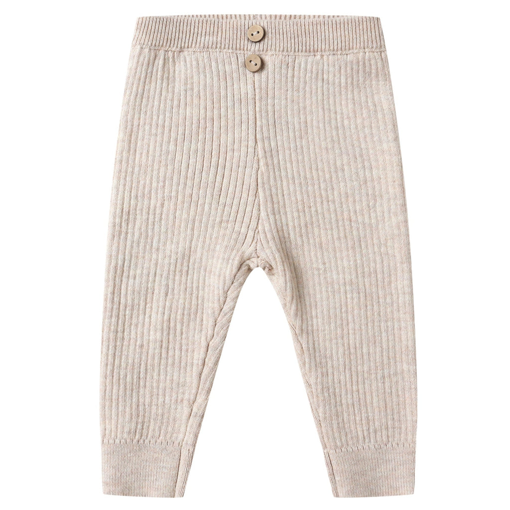 Quincy Mae - Ribbed Peplum Top + Legging Set - Heathered Oatmeal-Sets-0-3M-Posh Baby