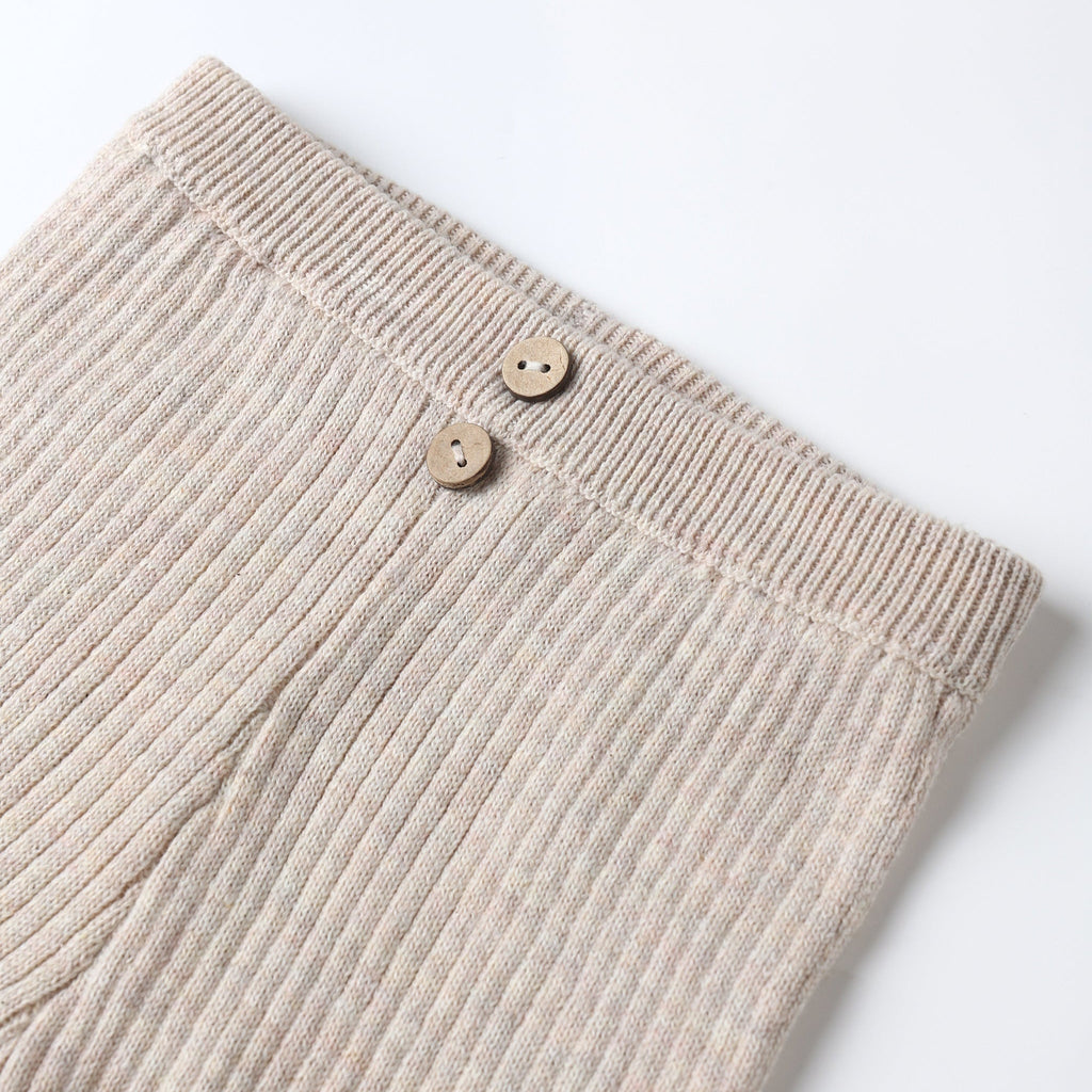 Quincy Mae - Ribbed Peplum Top + Legging Set - Heathered Oatmeal-Sets-0-3M-Posh Baby