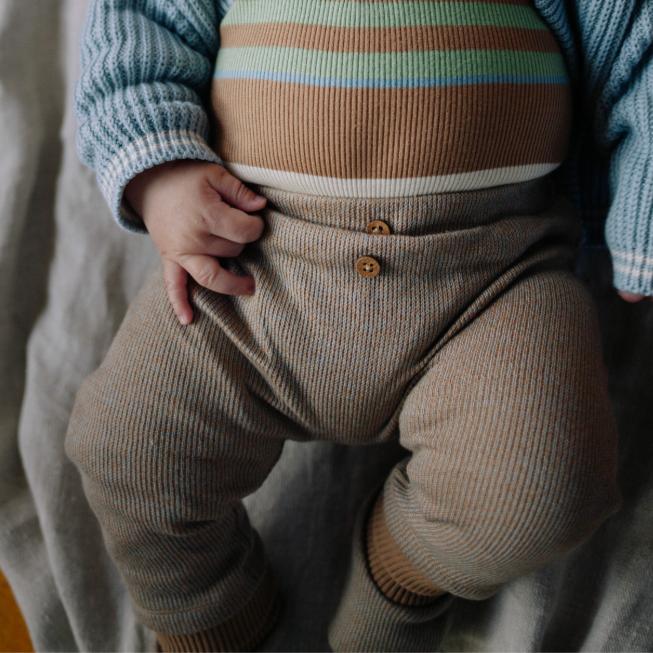 Riffle (Amsterdam) - Organic Cotton Knit Pants - Stone Blue-Bottoms-0-3M (1M)-Posh Baby