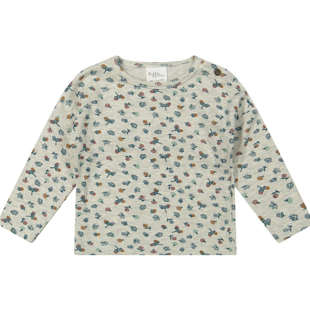 Riffle Amsterdam - Organic Cotton Knit Top - Heather Grey Acorn-Long Sleeves-1-2M-Posh Baby