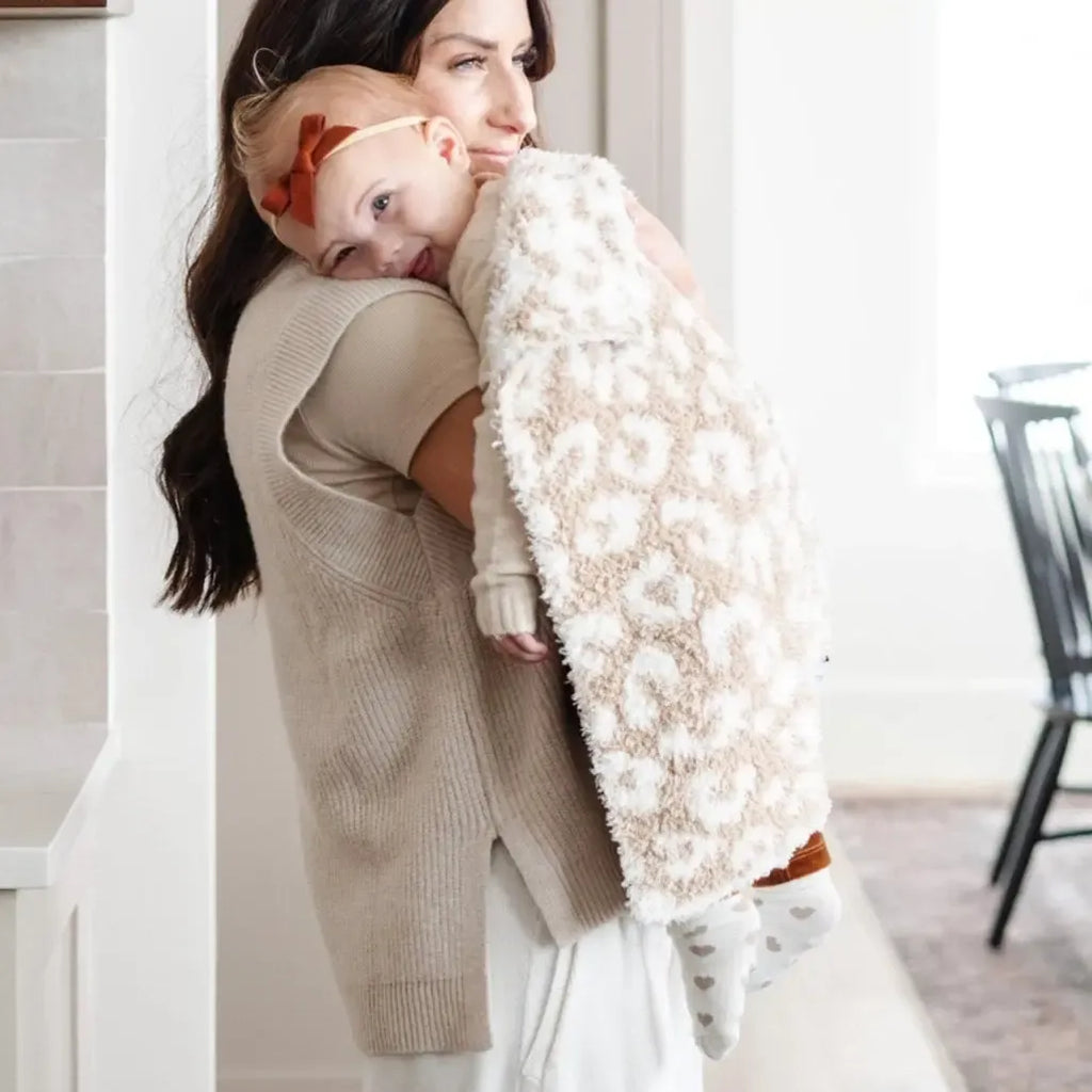 Saranoni - Double-Layer Bamboni Mini Blanket-Lovey + Security Blankets-Tan Leopard-Posh Baby