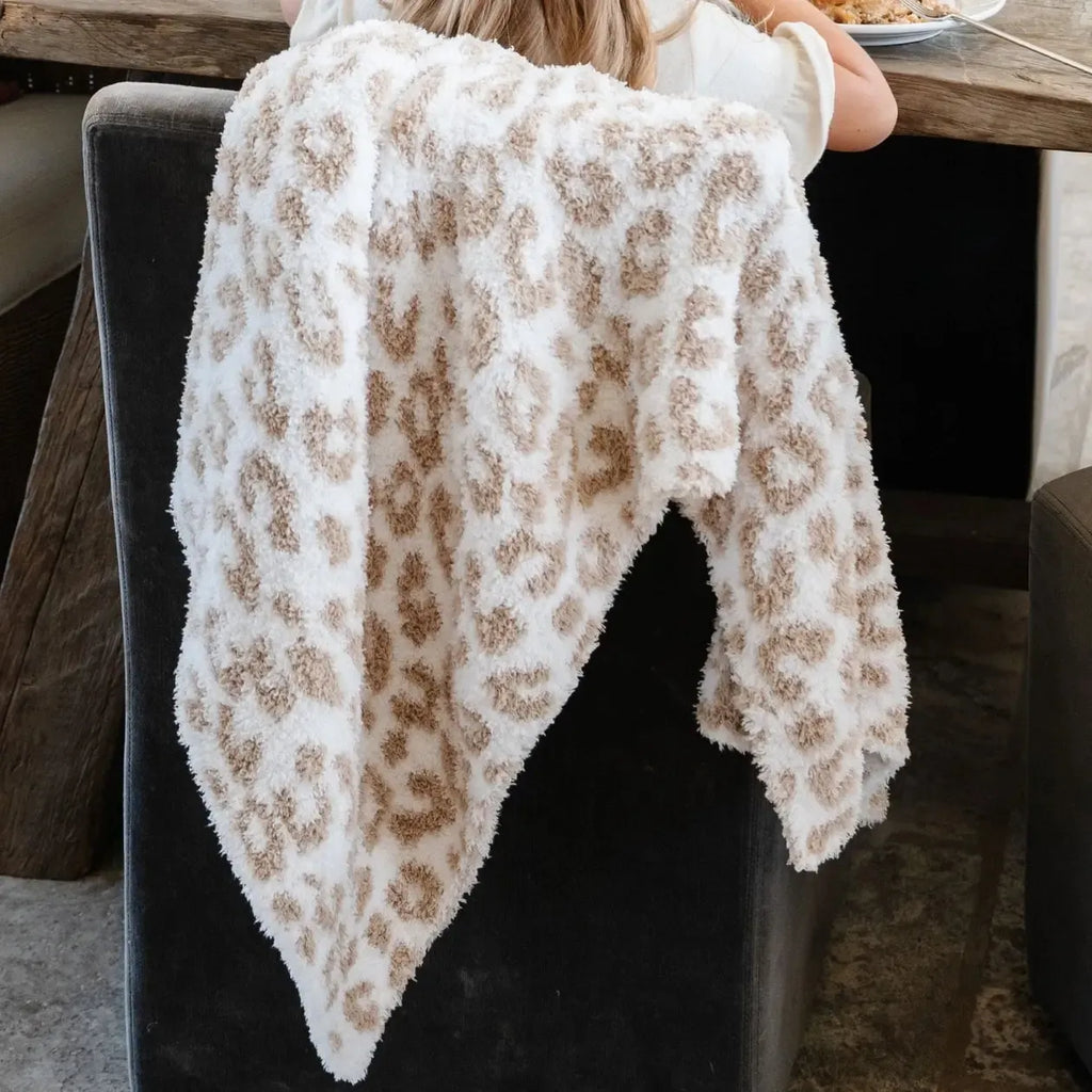 Saranoni - Double-Layer Bamboni Mini Blanket-Lovey + Security Blankets-Tan Leopard-Posh Baby