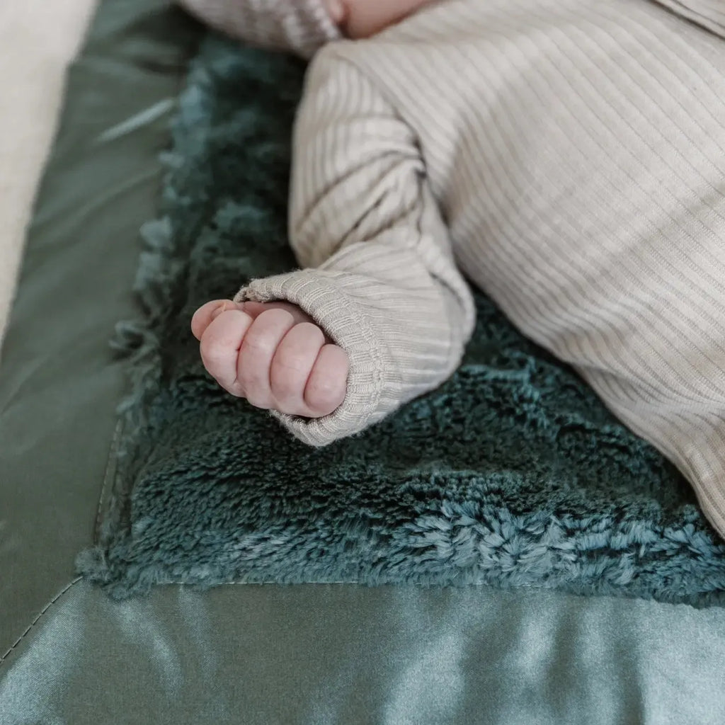Saranoni - Satin Border Mini Blanket-Lovey + Security Blankets-Evergreen-Posh Baby