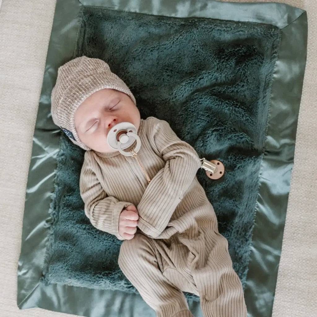 Saranoni - Satin Border Mini Blanket-Lovey + Security Blankets-Evergreen-Posh Baby