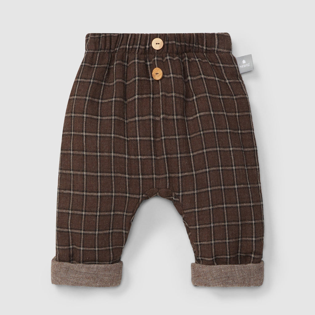 Snug - Organic Cotton Plaid Pant - Cocoa-Bottoms-3-6M (3M)-Posh Baby
