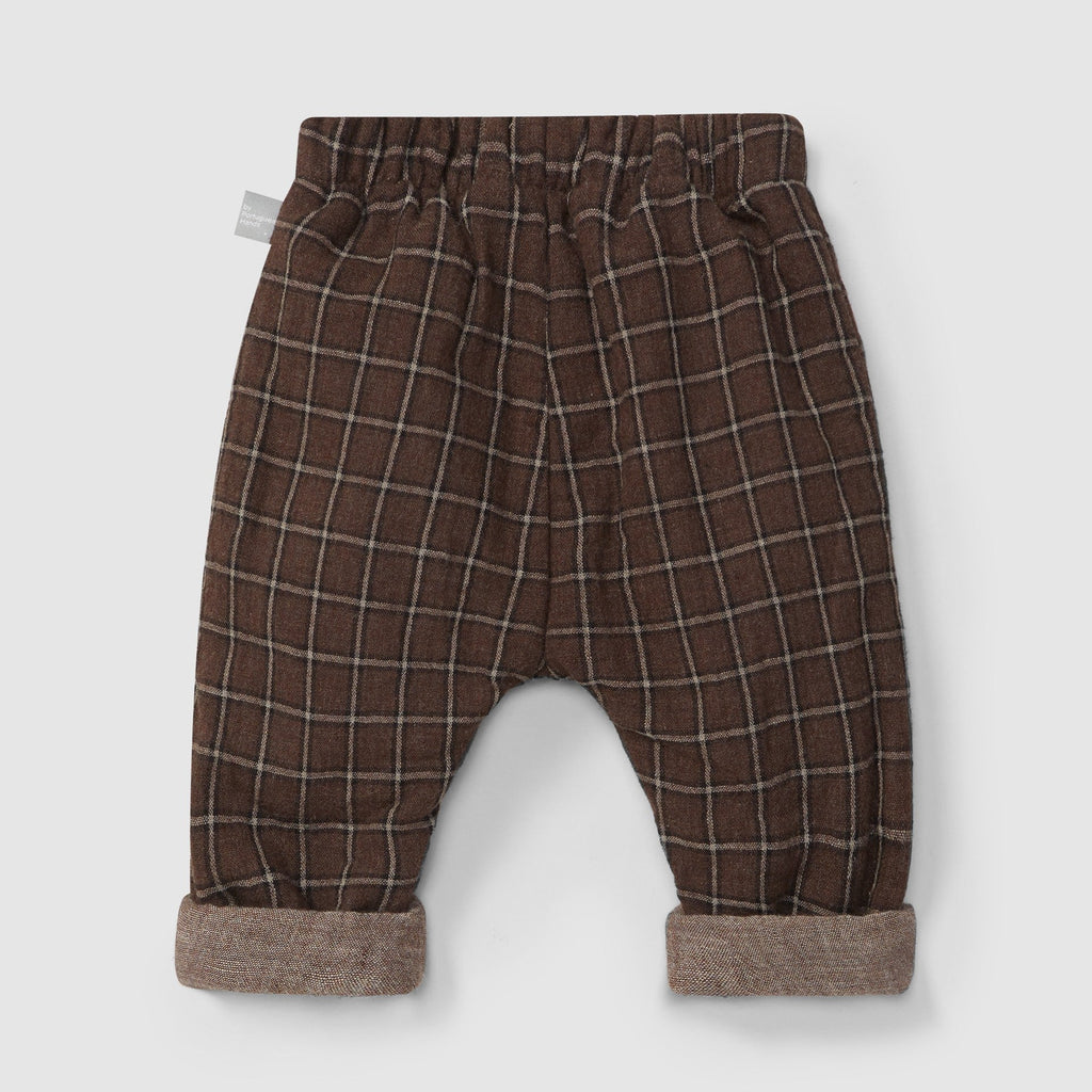 Snug - Organic Cotton Plaid Pant - Cocoa-Bottoms-3-6M (3M)-Posh Baby