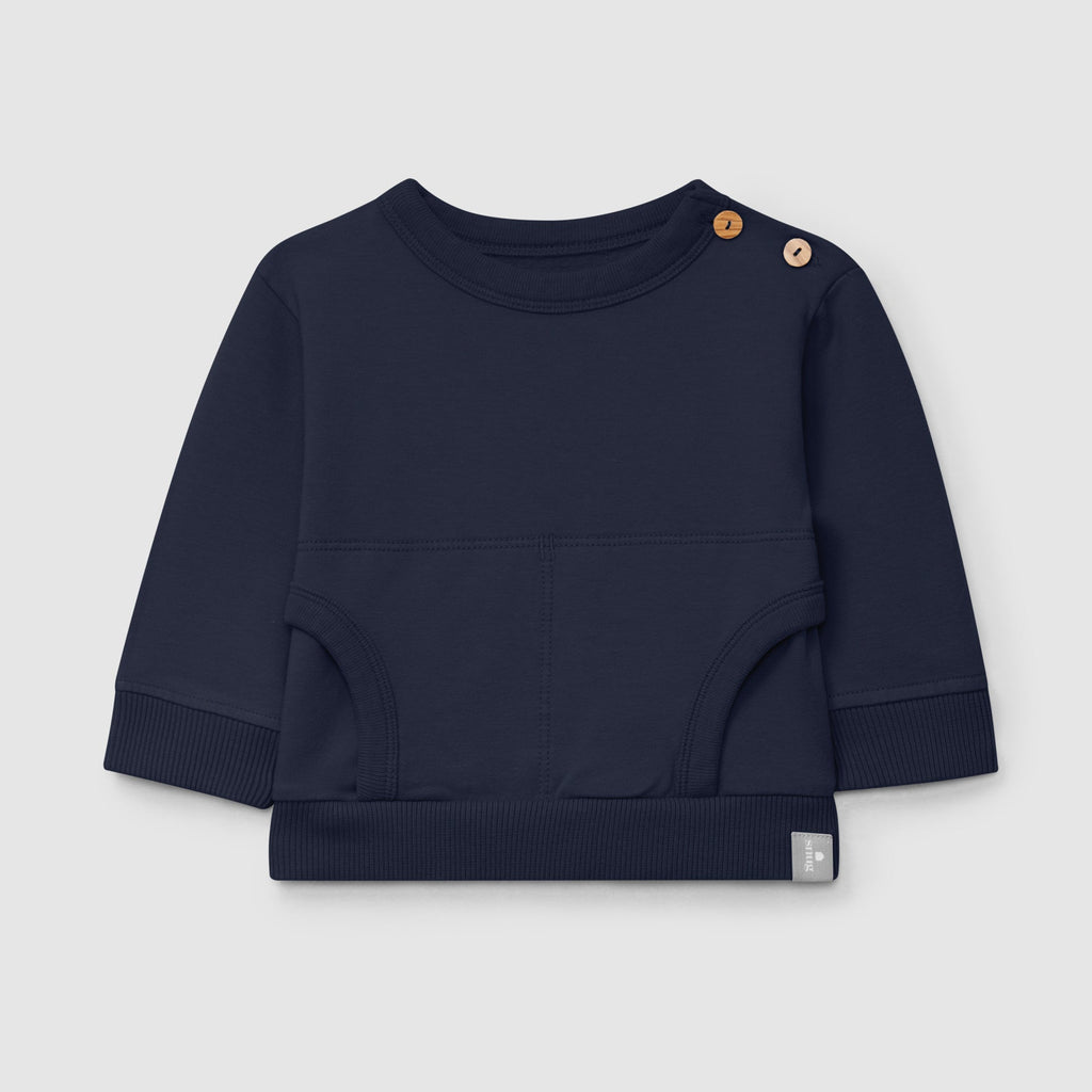 Snug - Organic Cotton Pocket Sweatshirt - Navy-Long Sleeves-3-6M (3M)-Posh Baby