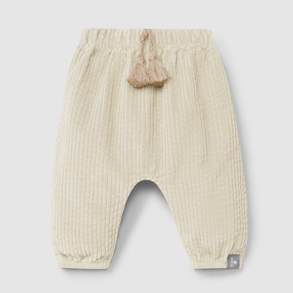 Snug - Organic Cotton Ribbed Cashmere Pants - Ecru-Bottoms-3-6M (3M)-Posh Baby