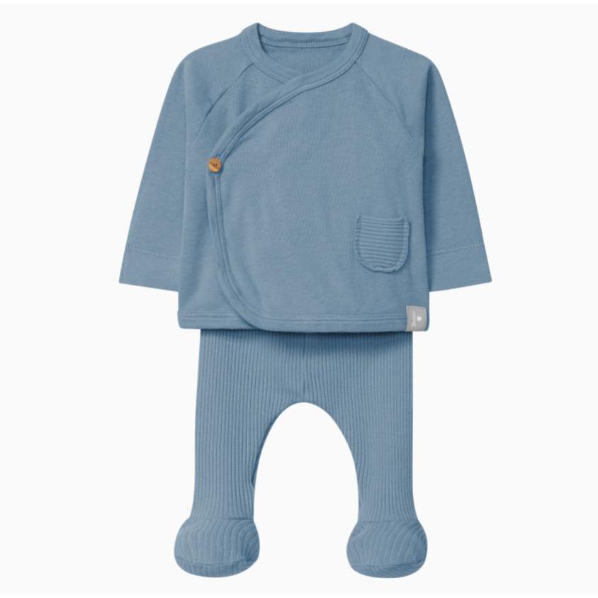 Snug Organic Cotton Ribbed Set Sky | Posh Baby