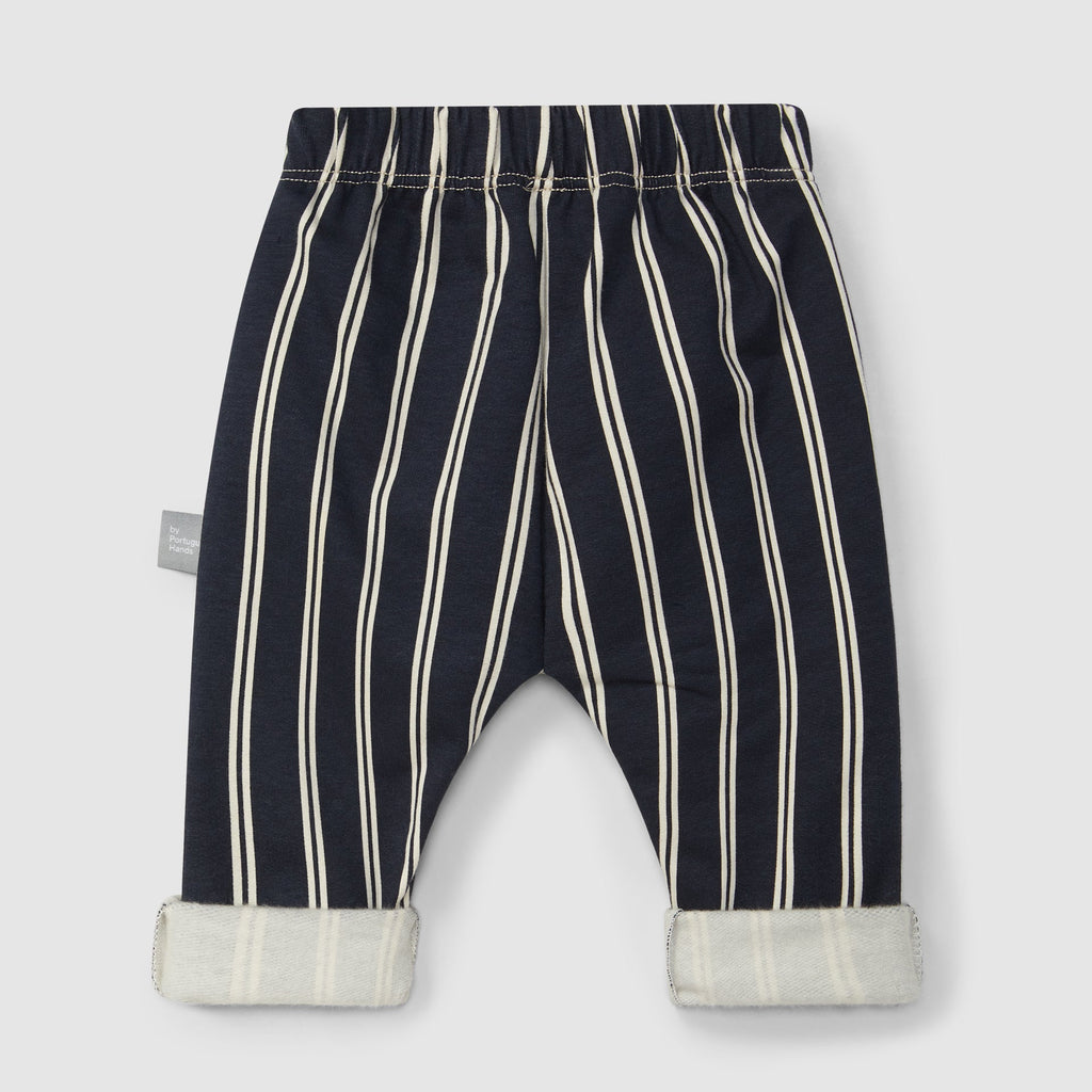 Snug - Organic Cotton Striped Pant - Navy-Bottoms-3-6M (3M)-Posh Baby