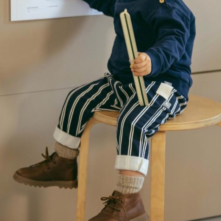 Snug - Organic Cotton Striped Pant - Navy-Bottoms-3-6M (3M)-Posh Baby