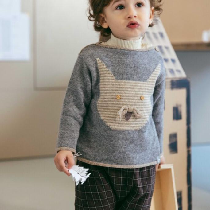 Snug - Organic Cotton, Wool + Cashmere Cat Sweater-Long Sleeves-3-6M (3M)-Posh Baby