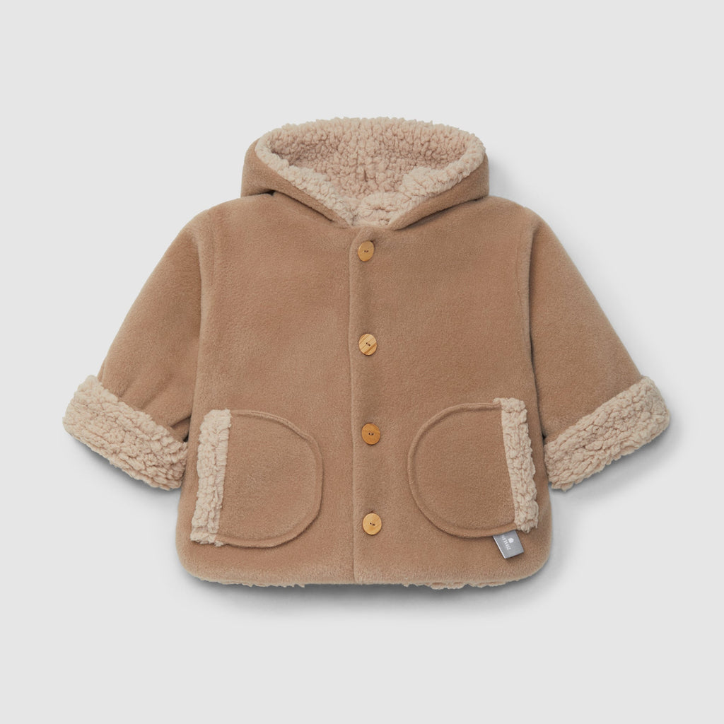 Snug - Organic Fleece Hooded Coat - Mocha-Coats + Outerwear-3-6M (3M)-Posh Baby