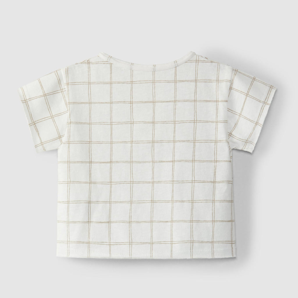 Snug (Portugal) - Checkered Shirt - White + Taupe-Short Sleeves-0-3M-Posh Baby