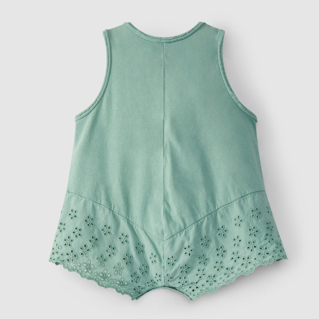 Snug (Portugal) - Embroidered Shortie Romper - Sea Green-Bottoms-0-3M-Posh Baby