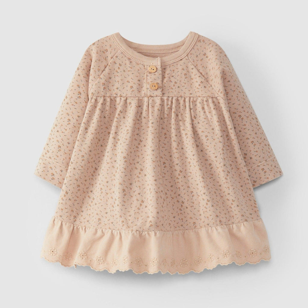 Snug (Portugal) - Organic Cotton Dress - Flor Nude-Dresses-3-6M-Posh Baby