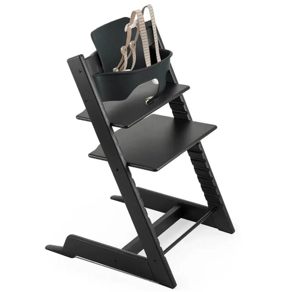 Stokke - Tripp Trapp Chair + Baby Set Bundle - Oak Black-Tripp Trapp High Chair Bundles-Posh Baby