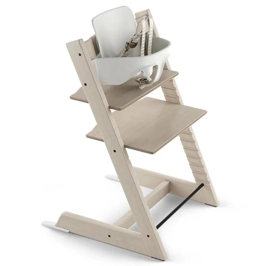 Stokke - Tripp Trapp Chair + Baby Set Bundle - Whitewash-Tripp Trapp High Chair Bundles-Posh Baby