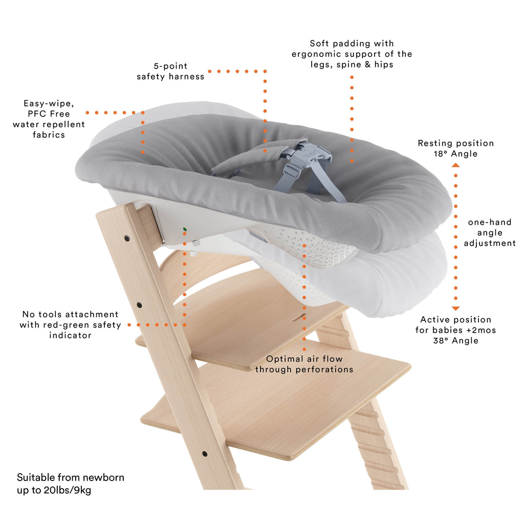 Stokke - Tripp Trapp Chair + Newborn Set Bundle - White-Tripp Trapp Newborn Bundles-Posh Baby