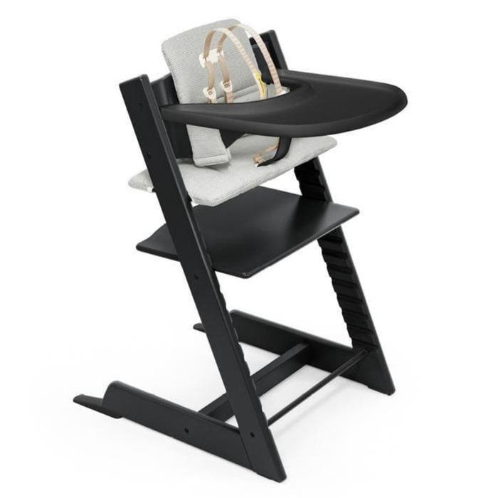 Stokke - Tripp Trapp High Chair and Cushion with Stokke Tray - Black with Nordic Grey-Tripp Trapp High Chair Complete Bundles-Posh Baby