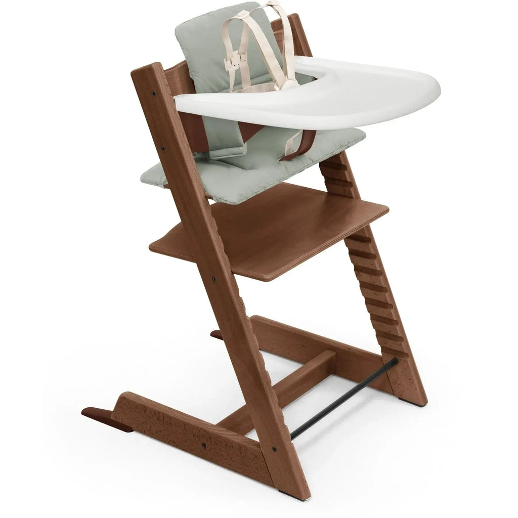 Stokke - Tripp Trapp High Chair² + Cushion² + Tray - Warm Brown with Glacier Green-Tripp Trapp High Chair Complete Bundles-Posh Baby