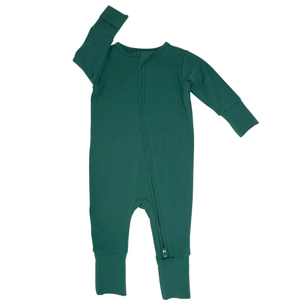 Sweet Bamboo - Convertible Two Way Zipper Romper - Hunter Green-Footies + Rompers (Basic)-Newborn-Posh Baby
