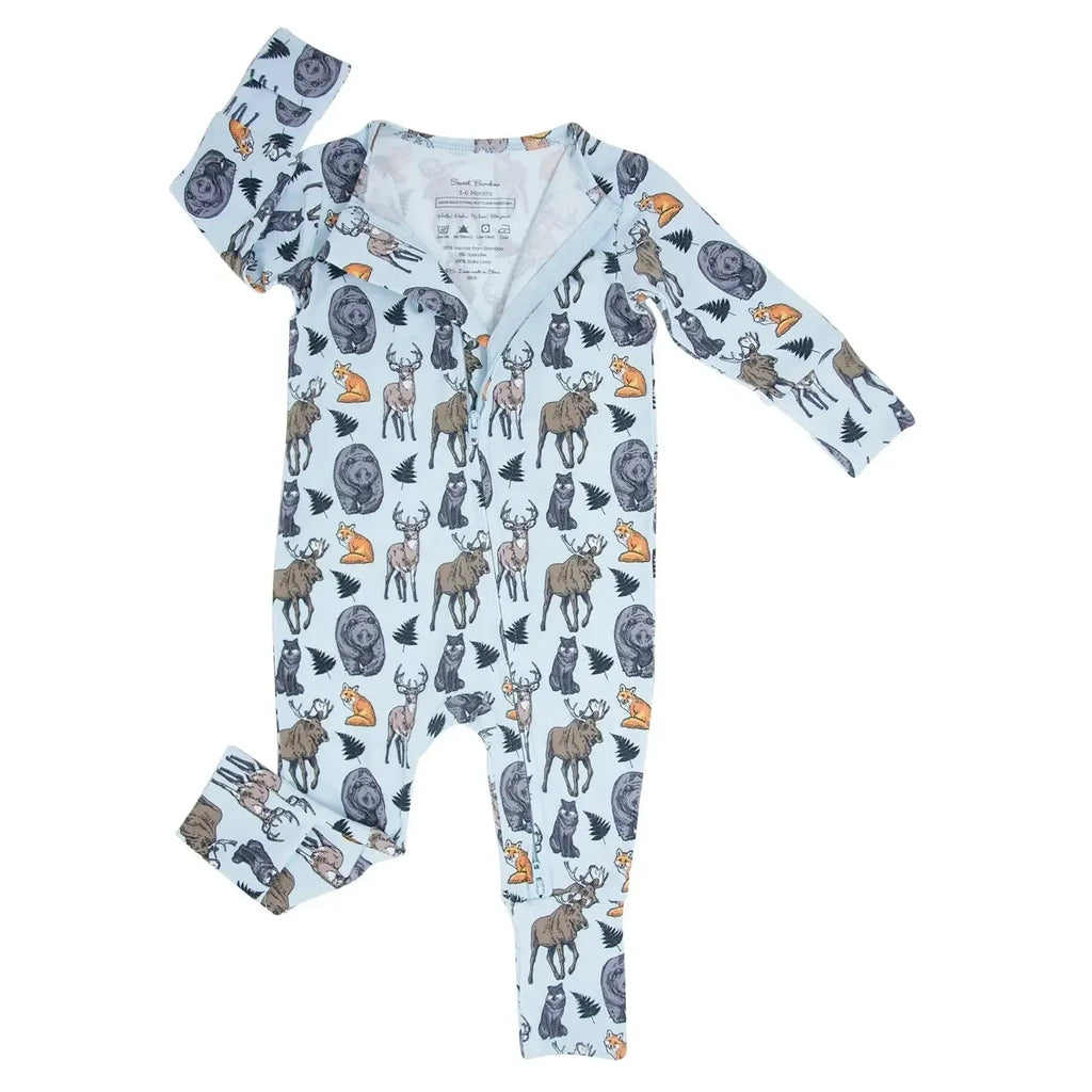 Sweet Bamboo - Convertible Two Way Zipper Romper - Into The Wild-Footies + Rompers (Basic)-Newborn-Posh Baby