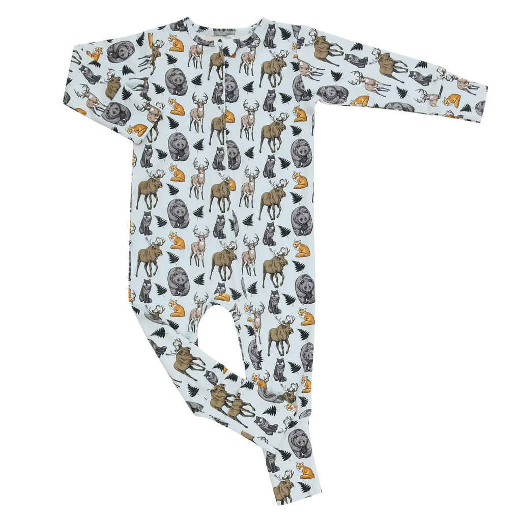 Sweet Bamboo - Convertible Two Way Zipper Romper - Into The Wild-Footies + Rompers (Basic)-Newborn-Posh Baby