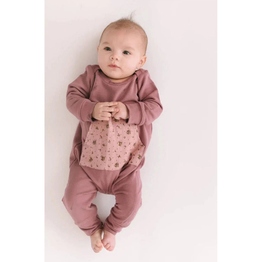 Thimble Collection - Handcrafted Bamboo Zipper Romper - Elderberry-Footies + Rompers (Fashion)-0-3M-Posh Baby