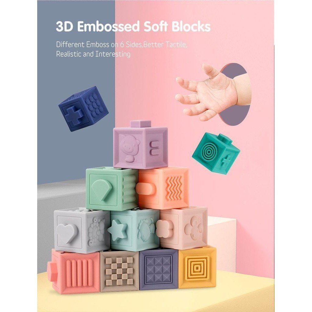 Three Hearts - 3D Multipurpose Building + Teething Blocks-Stacking Toys-Posh Baby