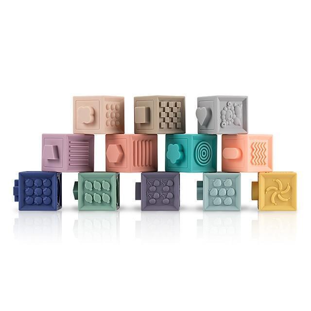 Three Hearts - 3D Multipurpose Building + Teething Blocks-Stacking Toys-Posh Baby