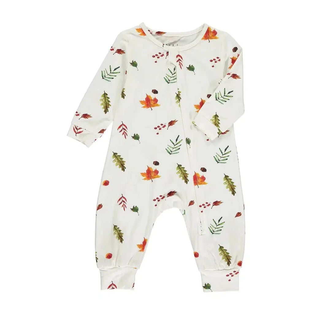 Tickety Boo - Bamboo Zipper Romper - Autumn Leaves-Footies + Rompers (Fashion)-6-9M-Posh Baby