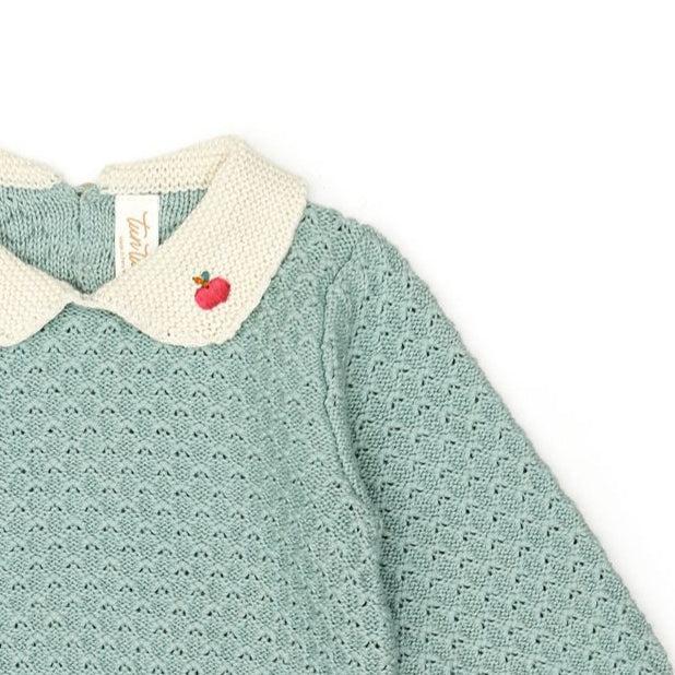 Tun Tun (Peru) - Pima Cotton Lily Sweater - Jade-Sweaters + Cardigans + Jackets-3-6M-Posh Baby
