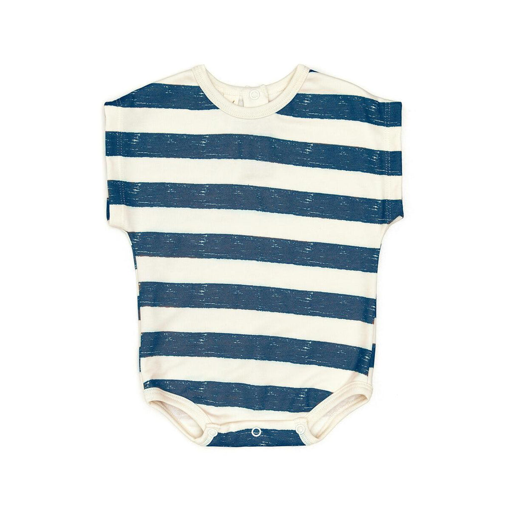 Tun Tun (Peru) - Pima Cotton Relaxed Bodysuit - Blue Stripes-Footies + Rompers (Fashion)-0-3M-Posh Baby