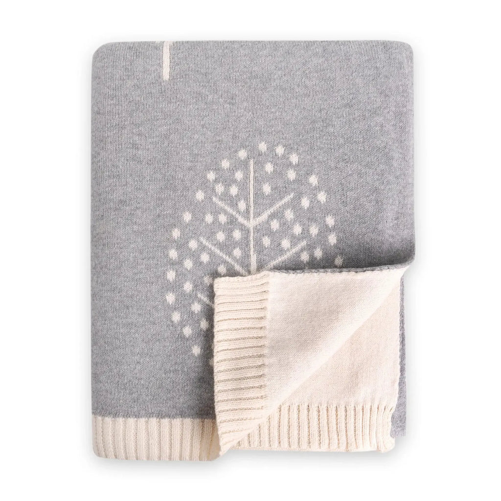 Viverano - Organic Cotton Jacquard Reversible Knit Blanket - Into The Woods-Quilts + Snuggle Blankets-Posh Baby
