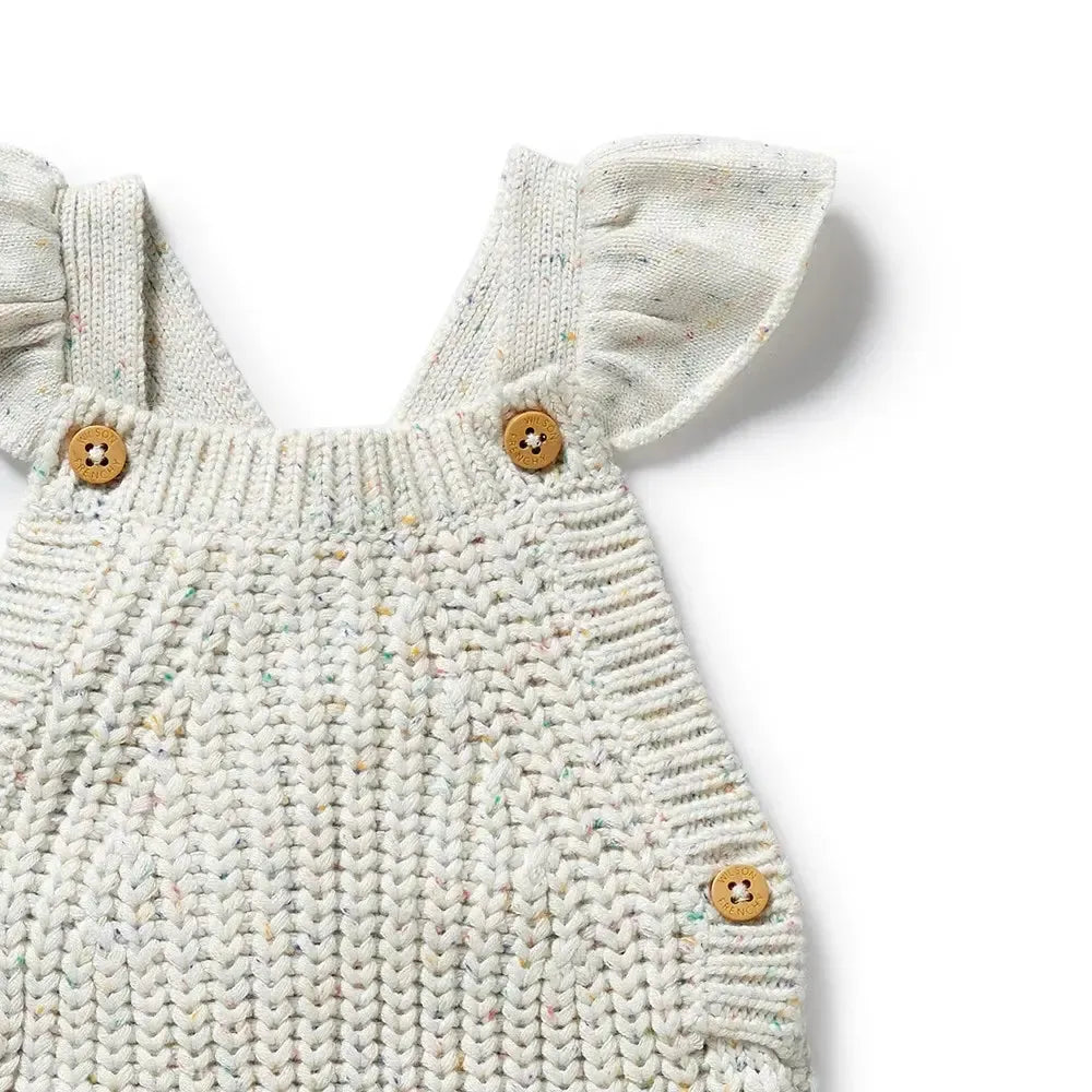 Wilson + Frenchy - Organic Knitted Ruffle Overalls - Hundreds & Thousands-Overalls-0-3M-Posh Baby