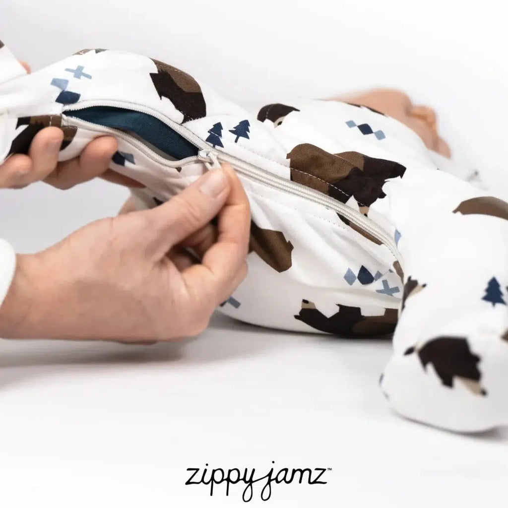 Zippy Jamz - Organic Zipper Footie - Little Grizzly-Footies + Rompers (Basic)-Newborn-Posh Baby